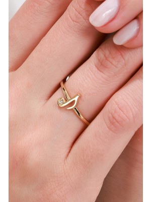 Oroline Kuyumculuk 14 Ayar Müzk Notası Tasarımlı Kadın Altın Minimal Eklem Yüzük