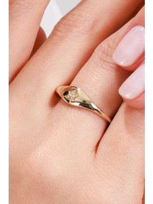 Oroline Kuyumculuk 8 Ayar Yıldız Model Altın Kadın Minimal Eklem Yüzük