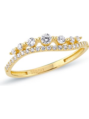 Oroline Kuyumculuk 14 Ayar Trend Kadın Minimal Yüzük