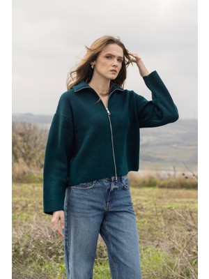 Nisan Triko Fermuarlı Triko Hırka