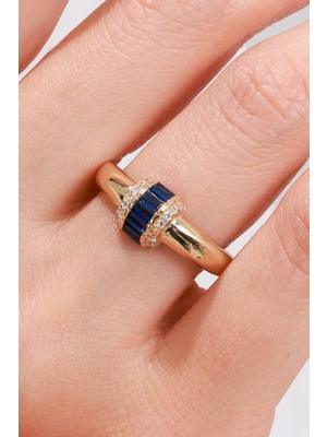 Oroline Kuyumculuk 14 Ayar Lacivert Taşlı Altın Kadın Yüzük