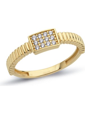 Oroline Kuyumculuk 8 Ayar Taşlı Trend Minimal Kadın Altın Yüzük