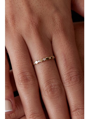 Oroline Kuyumculuk 8 Ayar Minimal Taşlı Kadın Hafif Altın Eklem Yüzük