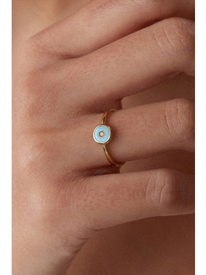 Oroline Kuyumculuk 8 Ayar Yuvarlak Desenli Mineli Kadın Altın Eklem Yüzük