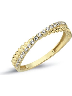 Oroline Kuyumculuk 8 Ayar Trend Taşlı Kadın Altın Yüzük