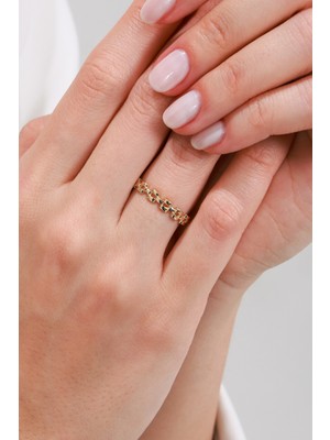 Oroline Kuyumculuk 14 Ayar Kordon Desenli Altın Taşsız Kadın Yüzük