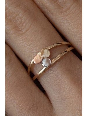 Oroline Kuyumculuk 8 Ayar 3 Renkli Minimal Taşsız Altın Yüzük