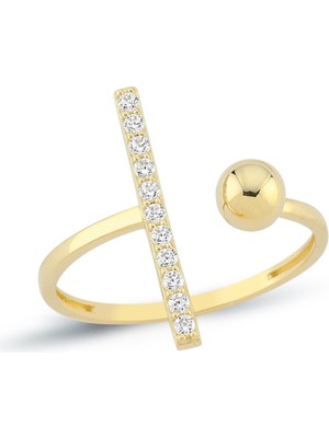 Oroline Kuyumculuk 8 Ayar Taşlı Trend Kadın Altın Eklem Yüzük