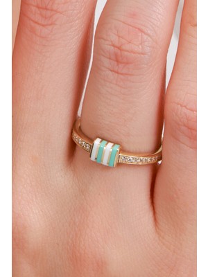 Oroline Kuyumculuk 14 Ayar Mineli Altın Kadın Mineli Minimal Yüzük