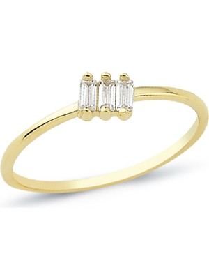 Oroline Kuyumculuk 8 Ayar Altın Baget 3 Taşlı Yüzük