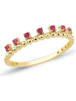 Oroline Kuyumculuk 8 Ayar Altın Renkli Taşlı Zarif Yüzük