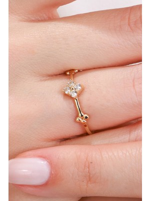 Oroline Kuyumculuk 14 Ayar Taşlı Şık Kadın Altın Yüzük