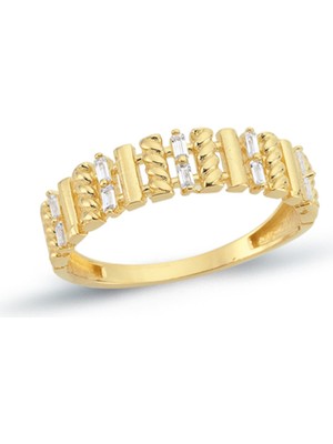 Oroline Kuyumculuk 8 Ayar Taşlı Minimal Kadın Altın Eklem Yüzük