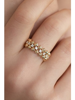 Oroline Kuyumculuk 8 Ayar Taşlı Kadın Trend Altın Yüzük