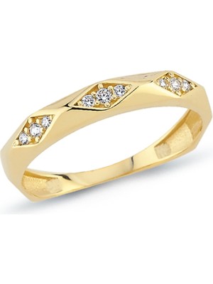 Oroline Kuyumculuk 8 Ayar Trend Taşlı Kadın Altın Yüzük