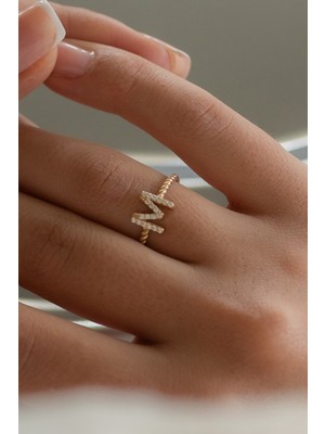 Oroline Kuyumculuk 8 Ayar Taşlı Kadın Altın Harf Yüzük