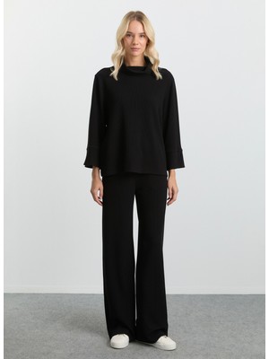 Selen Normal Bel Standart Siyah Kadın Pantolon 25KSL5490