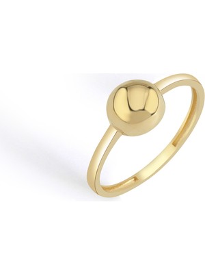 Oroline Kuyumculuk 14 Ayar Top Desenli Minimal Kadın Altın Yüzük