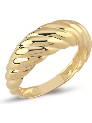 Oroline Kuyumculuk 8 Ayar Ince Taşsız Kruvasan Model Altın Kadın Yüzük