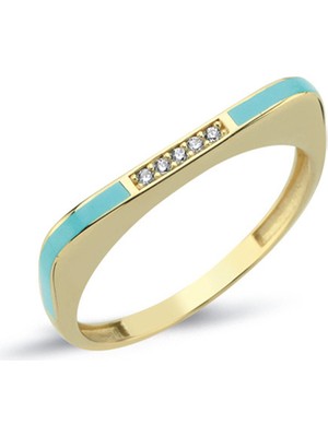 Oroline Kuyumculuk 8 Ayar Mineli Minimal Kadın Altın Yüzük