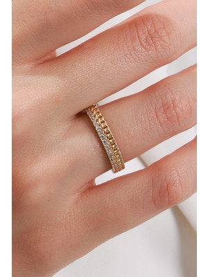 Oroline Kuyumculuk 8 Ayar Sıralıtaşlı Altın Kadın Yüzük