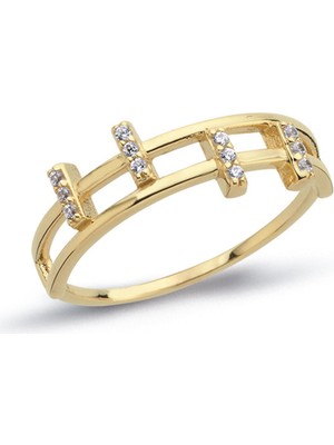 Oroline Kuyumculuk 8 Ayar Modern Geometrik Kadın Altın Eklem Yüzük