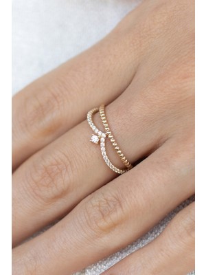 Oroline Kuyumculuk 8 Ayar Altın Taç Desenli Şık Kadın Yüzük