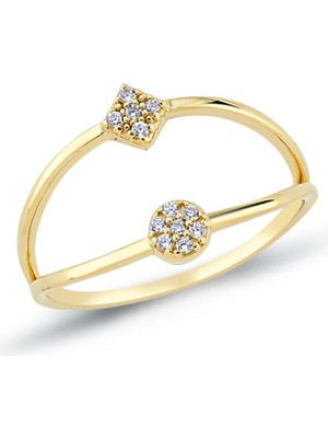 Oroline Kuyumculuk 8 Ayar Altın Geometrik Kadın Yüzük