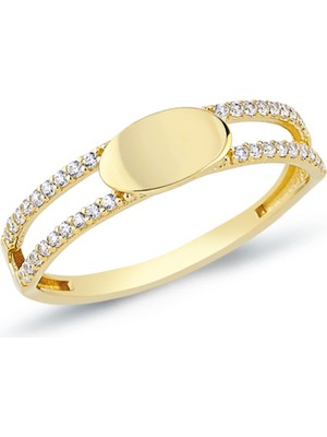 Oroline Kuyumculuk 8 Ayar Altın Isim Yazılabilir Kadın Plaka Yüzük