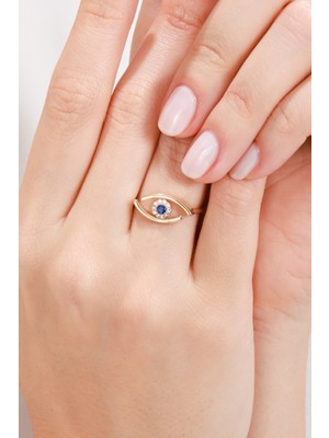 Oroline Kuyumculuk 14 Ayar Göz Desenli Minimal Kadın Altın Yüzük