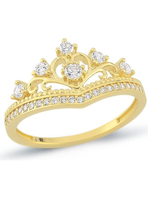Oroline Kuyumculuk 8 Ayar Kraliyet Tacı Desenli Kadın Altın Yüzük