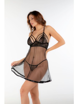 Sistina Siyah Dantel Gecelik - 684