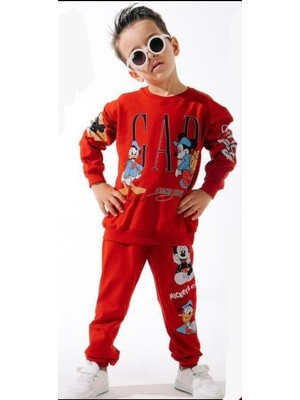 Rapapa Erkek Çocuk Kırmızı Baskılı Eşofman Takımı –5478