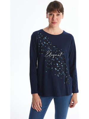 Lc Waikiki Yeni Sezon Bisiklet Yaka Desenli Kadın Tişört