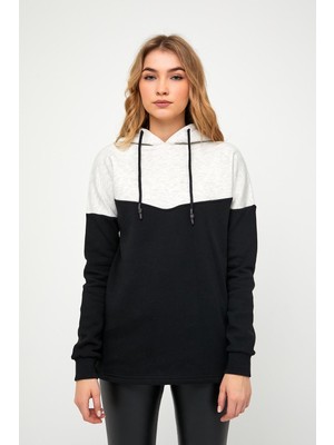 Polo State Kadın Çift Renk Sweatshirt Siyah Beyaz