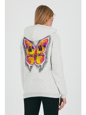 Polo State Kadın Kapüşonlu 3 iplik Sweatshirt  Gri Melanj