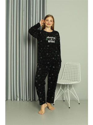 Moda Çizgi Welsoft Polar Kadın Büyük Beden Pijama Takımı 808043