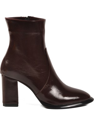 Ayakmod Bordo Polarlı Fermuarlı Kadın Topuklu Bot 878601 Z