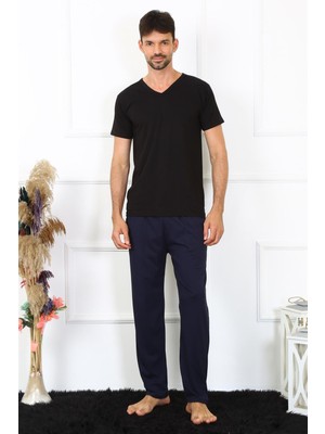Moda Çizgi Erkek Pamuk Lacivert Tek Alt Pijama 27495