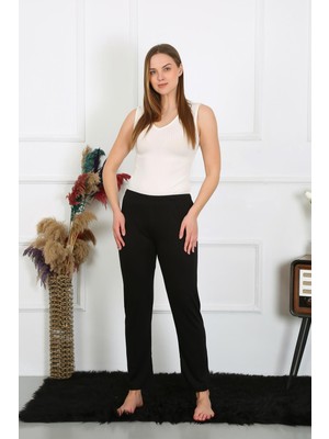 Moda Çizgi Kadın Pamuk Penye Tek Alt Pijama Siyah 27514