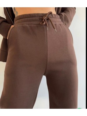 QN Kadın Palazzo Eşofman Alt Kahverengi