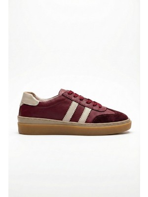 İnna Butikk Belis Hakiki Deri Kadın Sneaker - Bordo
