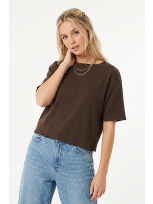 Rays 8274A Bisiklet Yaka Kısa Kol Tişört Kahve