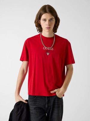 Guess Gj Kısa Kollu Büyük Beden Baker Logolu Erkek Kırmızı T-Shirt M6RI45K8HM0-G585