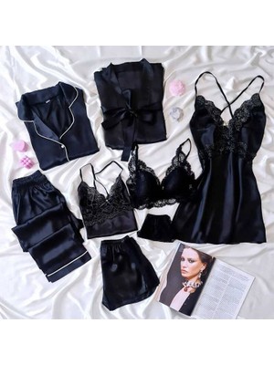 Çeyize Dair Herşey Black Special Edition Ipek Saten 8 Li Dev Çeyiz Seti