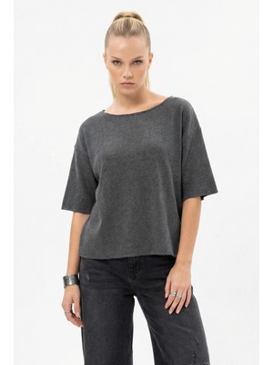 Rays 8274A Bisiklet Yaka Kısa Kol Tişört Antrasit