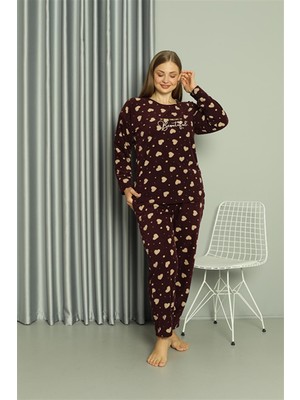 Moda Çizgi Welsoft Polar Kadın Büyük Beden Pijama Takımı 808041