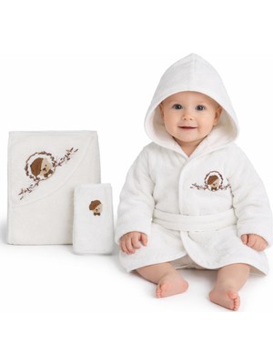 Babyshez %100 Pamuk Bebek  Çocuk Bornoz Havlu Takımı Set 0-2 Yaş
