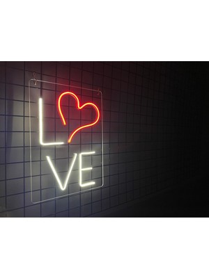 Neon LED Tabela Love Modeli Duvar Dekorasyon