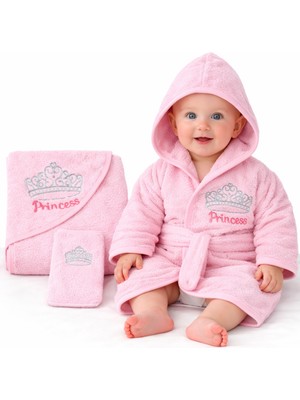 Babyshez Pamuk Yenidoğan Bebek Çocuk Bornoz Havlu Takımı Set